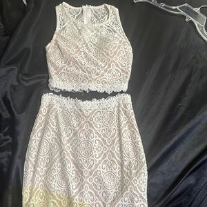 Jodi kristopher two-peice white lace dress. Size 0